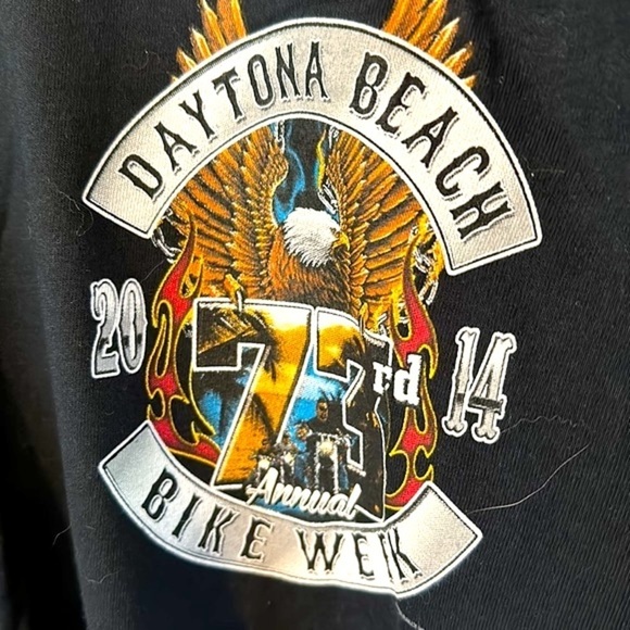 Gildan Black Short Sleeve 2014 73rd Annual Daytona Beach Bike Week T-Shirt XL - Picture 3 of 7